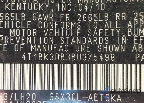 2011 Toyota Avalon z USA, uszkodzony, nr VIN 4T1BK3DB3BU375498